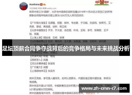 足坛顶薪合同争夺战背后的竞争格局与未来挑战分析